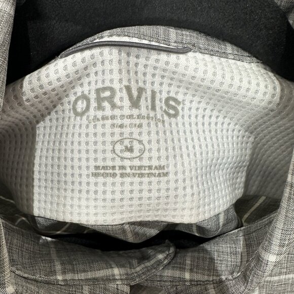 Orvis Check Plaid Shirt Size M Gray Short Sleeve Button Down Casual Shirt - Picture 7 of 9